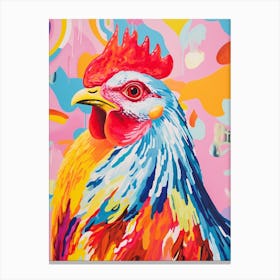 Colourful Bird Painting Chicken 8 Canvas Print