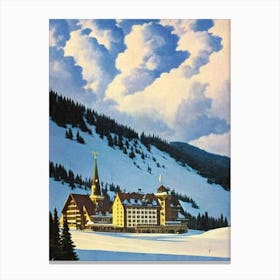 Bad Gastein, Austria Ski Resort Vintage Landscape 1 Skiing Poster Canvas Print