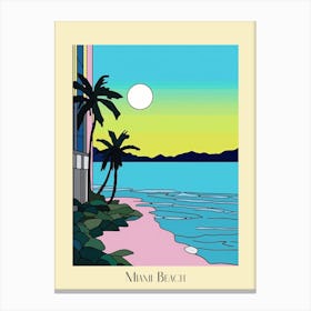 Poster Of Minimal Design Style Of Miami Beach, Usa 8 Canvas Print