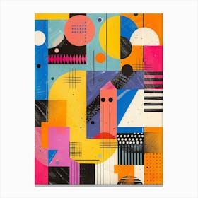 Playful And Colorful Geometric Shapes Arranged In A Fun And Whimsical Way 21 Canvas Print