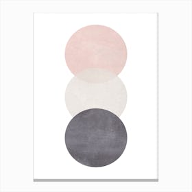 Pink Grey And Black Cotton Texture Abstract Circles Canvas Print