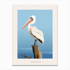 Minimalist Brown Pelican 4 Bird Poster Canvas Print