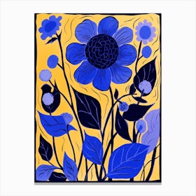 Blue Flower Illustration Sunflower 4 Canvas Print