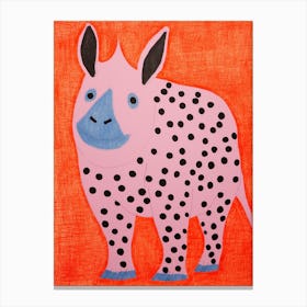 Pink Polka Dot Rhinoceros 1 Canvas Print