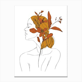 Woman Portrait Monoline Minimalist Hand Drawing Boho Illustration (15) Canvas Print