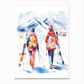 Chamonix Mont Blanc   France, Ski Resort Illustration 4 Canvas Print