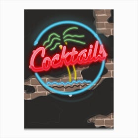 Cocktails Neon sign Canvas Print