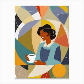 Woman Drinking Coffee Canvas Print