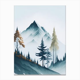 Mountain And Forest In Minimalist Watercolor Vertical Composition 346 Canvas Print