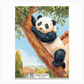 Giant Panda Climbing A Tree Poster 2 Canvas Print