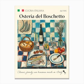 Osteria Del Boschetto Trattoria Italian Poster Food Kitchen Canvas Print