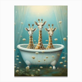 Giraffe In Bathroom Canvas Print