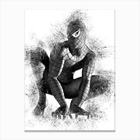 Spider Man Black Pencil Canvas Print