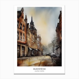 Manheim 1 Watercolour Travel Poster Canvas Print