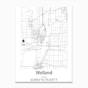 Welland,Canada Minimalist Map Canvas Print