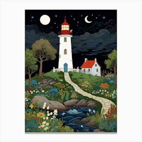 Lighthouse At Night 1 Canvas Print