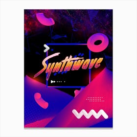 Neon synthwave horizon #2 [synthwave/vaporwave/cyberpunk] — aesthetic retrowave neon poster Canvas Print