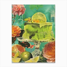 Fruity Lime Green Jelly Retro Collage 2 Canvas Print