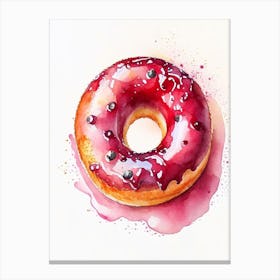 Cherry Filled Donut Cute Neon 2 Canvas Print