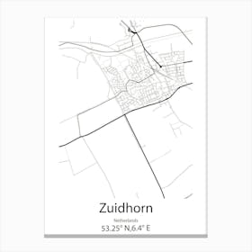 Zuidhorn,Netherlands Minimalist Map Canvas Print