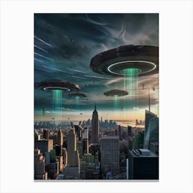 Aliens Over New York City Canvas Print