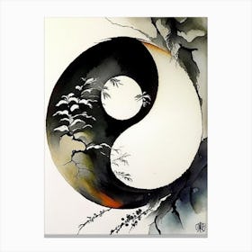 Repeat 2 Yin And Yang Japanese Ink Canvas Print