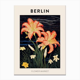 Berlin Germany Botanical Flower Market Poster Canvas Print