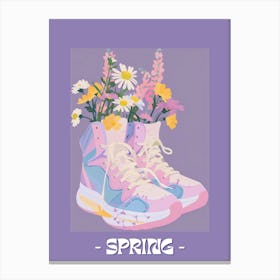 Spring Poster Retro Sneakers With Flowers 90s Illustration 4 Canvas Print