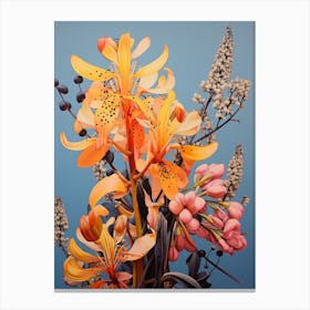 Surreal Florals Kangaroo Paw 3 Flower Painting Canvas Print