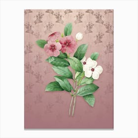 Vintage Periwinkle Botanical on Dusty Pink Pattern Canvas Print