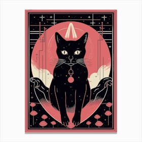 Death Tarot Card, Black Cat In Pink 2 Canvas Print