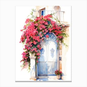 Amalfi, Italy   Mediterranean Doors Watercolour Painting 1 Canvas Print