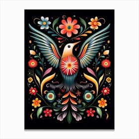 Folk Bird Illustration Hummingbird 4 Canvas Print