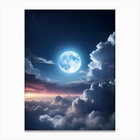 Night Cloud With Light Moon Background Canvas Print