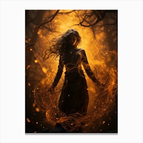 Woman in lights Canvas Print