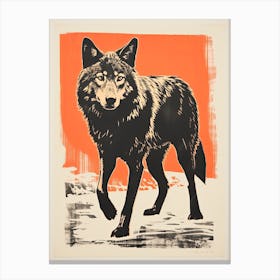 Wolf, Woodblock Animal  Drawing 1 Canvas Print