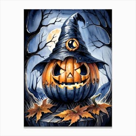 Cute Jack O Lantern Halloween Painting (30) Canvas Print