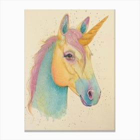 Pastel Storybook Style Unicorn 9 Stampe su tela