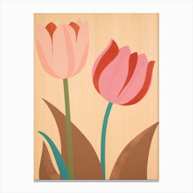 Tulips Flower Big Bold Illustration 4 Canvas Print