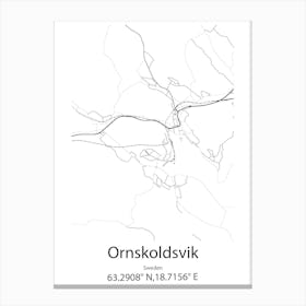 Ornskoldsvik,Sweden Minimalist Map Canvas Print