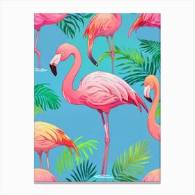 Seamless Pattern With Flamingos Canvas Print