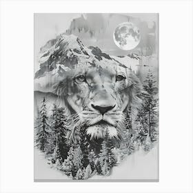 Lion In The Snow Canvas Print