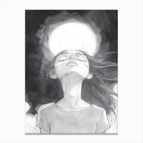 Girl With Head In Clouds Canvas Print