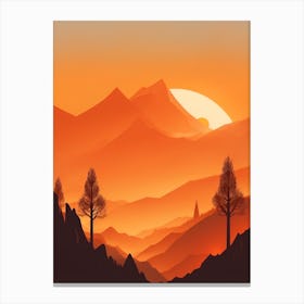Misty Mountains Vertical Composition In Orange Tone 385 Canvas Print