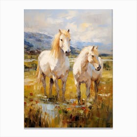 Horses Painting In Scottish Highlands, Scotland 2 Canvas Print