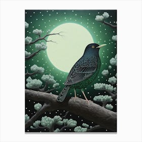 Ohara Koson Inspired Bird Painting Blackbird 4 Canvas Print