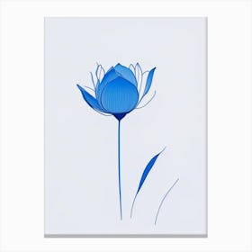 Blue Lotus Minimal Line Drawing 4 Canvas Print