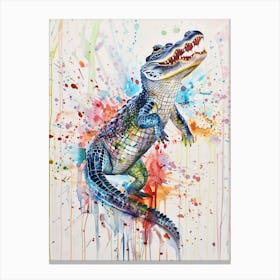 Alligator Colourful Watercolour 2 Canvas Print