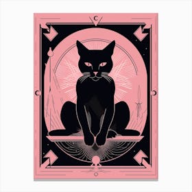 The Magician Tarot Card, Black Cat In Pink 1 Canvas Print