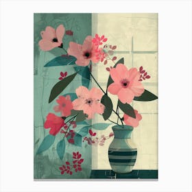 Pink Flowers In A Vase 12 Canvas Print